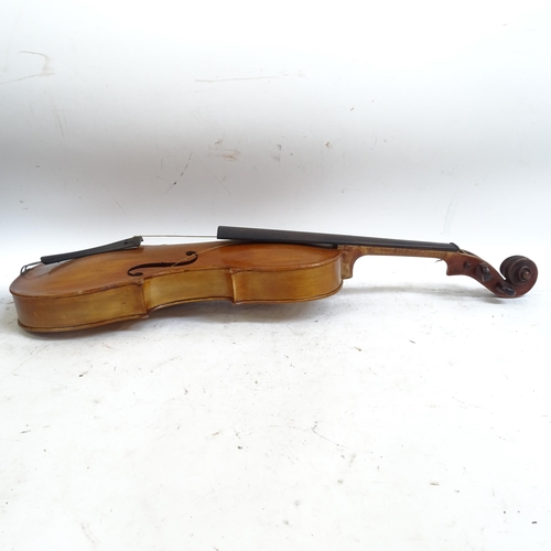 202 - An Antique violin, no labels, in a wooden case, L35cm