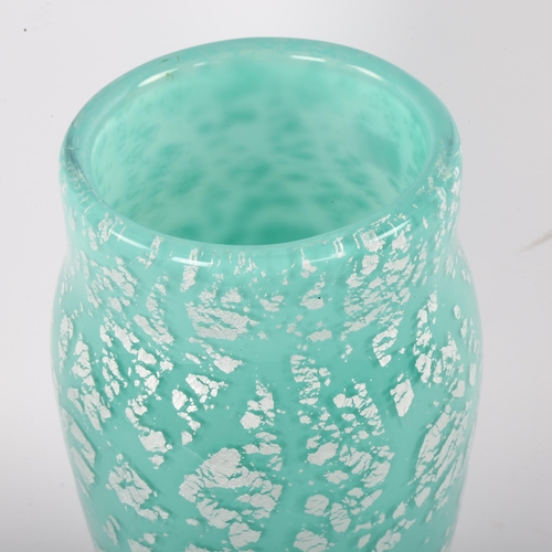 31 - A Caithness glass vase, with speckled silver foil, 1970s', height 24cm