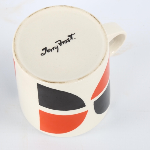 32 - A pair of Terry Frost design mugs , signed to base, height 8.5cm