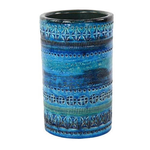 34 - Aldo Londi for Bitossi, Rimini blue cylinder vase, height 17cm