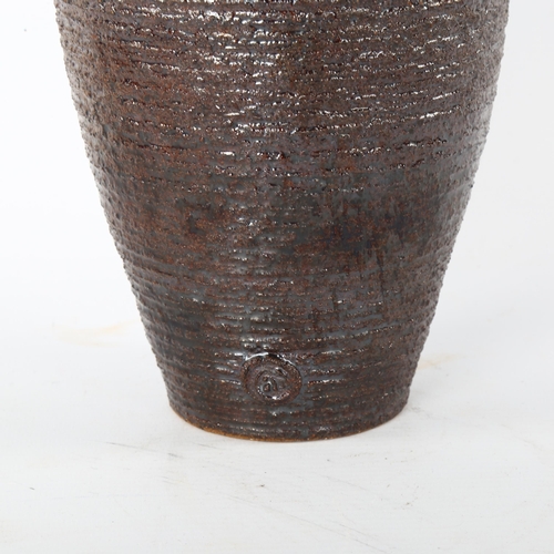 54 - Adrian Davies studio pottery, a tall textured vase, with makers mark, height  38cm