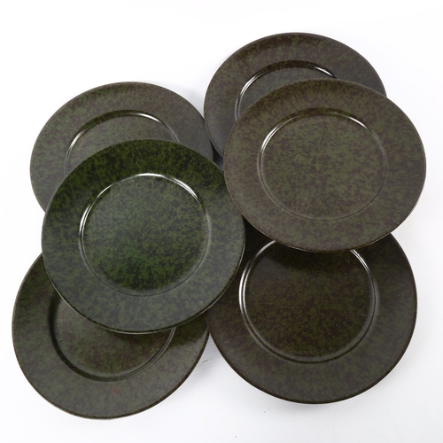 56 - A set of 6 mottled green bakelite plates, circa 1935, diameter, 20cm