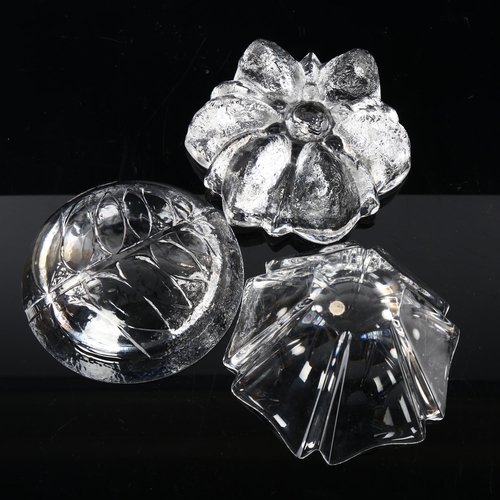 57 - 3 mid-century clear glass Scandinavian bowls, Orrefors, Maleras, Kosta, largest diameter 15cm