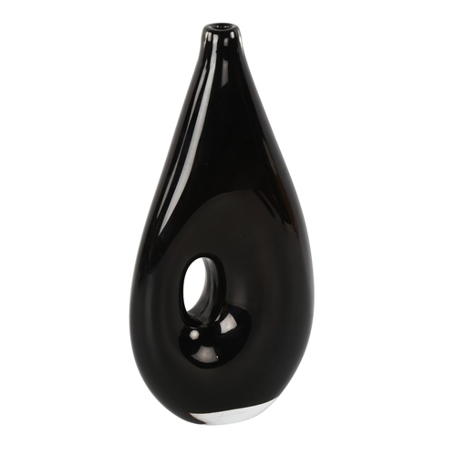 101 - Vicke Lindstrand for Kosta, a black glass pierced vase, signed Kosta LH1186, designed 1952/53 after ... 