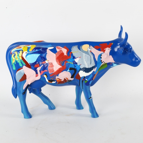 102 - Annie Soudain, cow parade, painted relief moulded composition sculpture, length 34cm