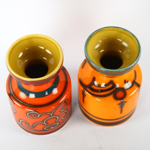 69 - 2 Flora Gouda pottery vases, Holland 1970s, height 14cm