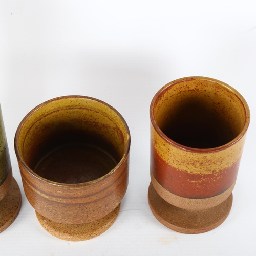 72 - Robin Welch (1936-2019), 3 studio pottery stemmed vases, 1970s, with maker's mark, tallest 19cm