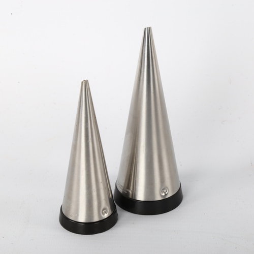 80 - Pierre Forsell for Gense, Sweden, a pair of stainless steel and black bakelite salt and pepper shake... 