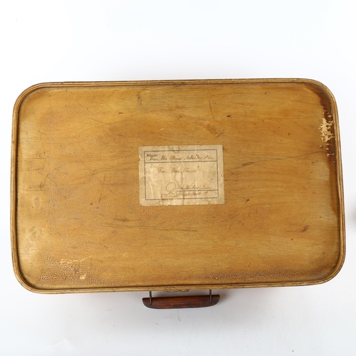 86 - An early 20th century bent ply rectangular suitcase, 58 x 36.5cm