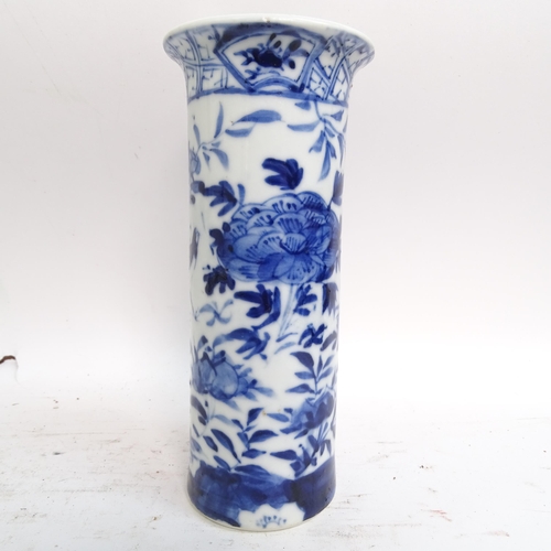 179 - A Chinese baluster vase with painted decoration, no markings, H24cm, and a pair of Chinese blue and ... 