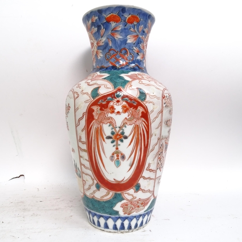 179 - A Chinese baluster vase with painted decoration, no markings, H24cm, and a pair of Chinese blue and ... 