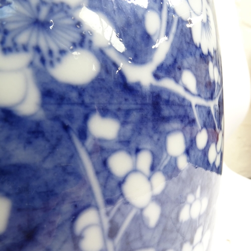 180 - A large Chinese blue and white prunus decorated vase, H28cm