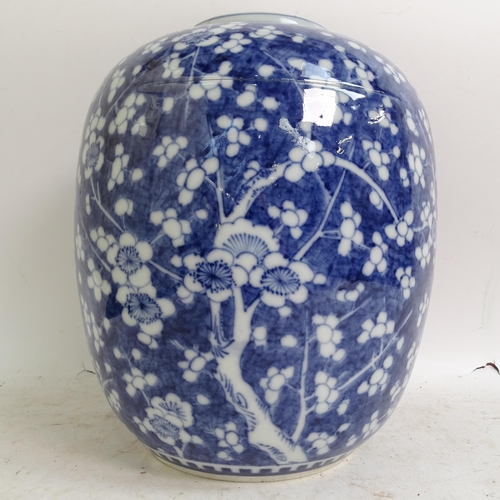 180 - A large Chinese blue and white prunus decorated vase, H28cm