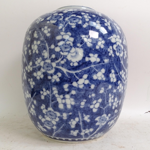 180 - A large Chinese blue and white prunus decorated vase, H28cm