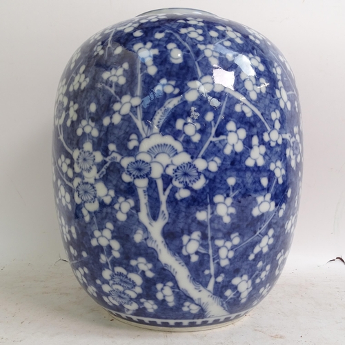 180 - A large Chinese blue and white prunus decorated vase, H28cm