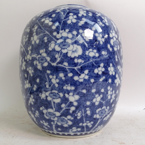 180 - A large Chinese blue and white prunus decorated vase, H28cm