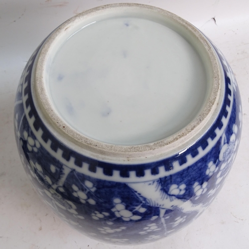 180 - A large Chinese blue and white prunus decorated vase, H28cm