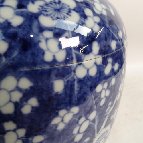 180 - A large Chinese blue and white prunus decorated vase, H28cm