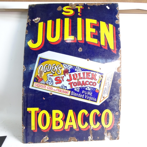 24 - ST JULIEN - a Vintage enamel advertising sign for Ogden's St Julien tobacco, 61 x 92cm