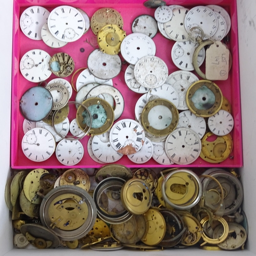 370 - A collection of pocket watch dials and fitments etc