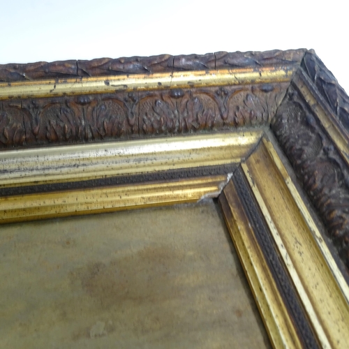 2833 - A pair of Victorian oils on canvas, landscape and harbour view, in giltwood and gesso frames, unsign... 