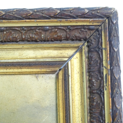 2833 - A pair of Victorian oils on canvas, landscape and harbour view, in giltwood and gesso frames, unsign... 