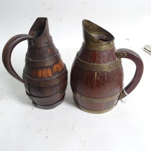 458 - 2 European metal-bound coopered jugs, tallest 19cm, an Oriental embroidered panel, and a pocket edit... 