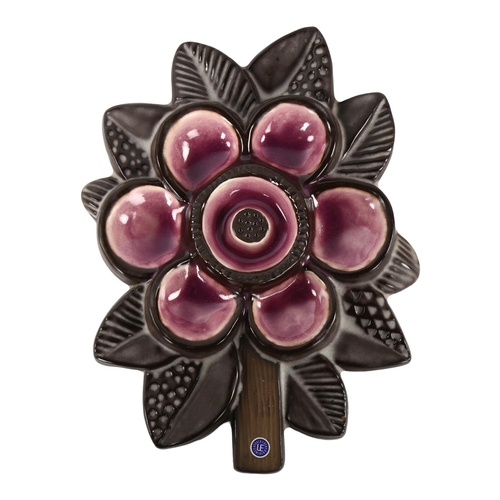 117 - Irma Yourstone for Upsala Ekeby, a 1971 Veggielief Flower ceramic wall hanging, with original label,... 