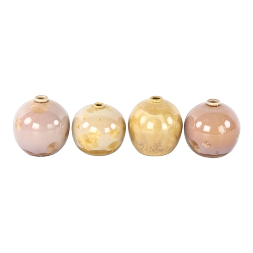 122 - 4 small crystalline glaze porcelain studio pottery bud vases, maker's mark to base, tallest 9cm