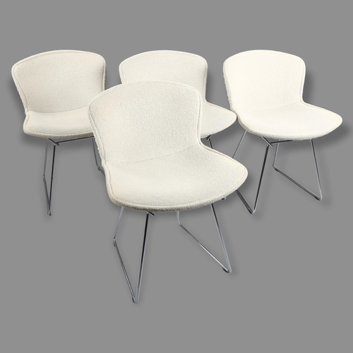 121 - Harry Bertoia for Knoll, a set of 4 upholstered side chairs, the chrome mesh frame stamped Knoll and... 