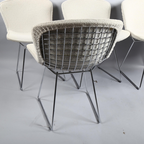 121 - Harry Bertoia for Knoll, a set of 4 upholstered side chairs, the chrome mesh frame stamped Knoll and... 