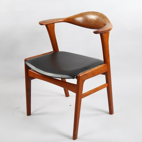 14 - Erik Kierkegaard for Hong Stole, a 1956 Danish teak model 49 elbow chair, height 73cm