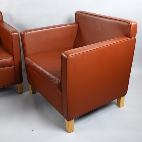 37 - Ludwig Mies Van der Rohe, a pair of Krefeld leather lounge chairs for Knoll Studio, designed 1927, m... 