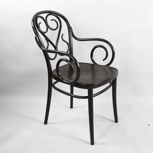 67 - A Ton bentwood armchair, model 04 designed by Michael Thonet, with ebonised finish, indistinct mark ... 