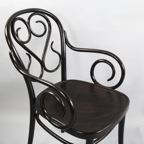 67 - A Ton bentwood armchair, model 04 designed by Michael Thonet, with ebonised finish, indistinct mark ... 