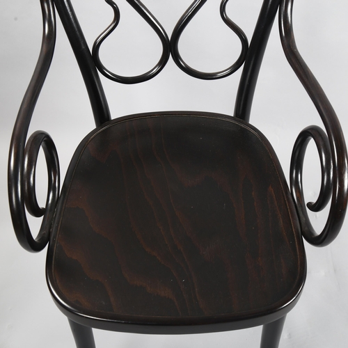 67 - A Ton bentwood armchair, model 04 designed by Michael Thonet, with ebonised finish, indistinct mark ... 