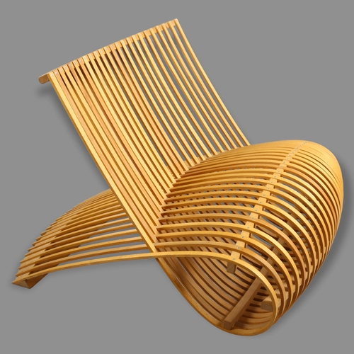 73 - Marc Newson, the Wooden Chair by Cappellini,  steam bent beech slatted structure forming a double cu... 