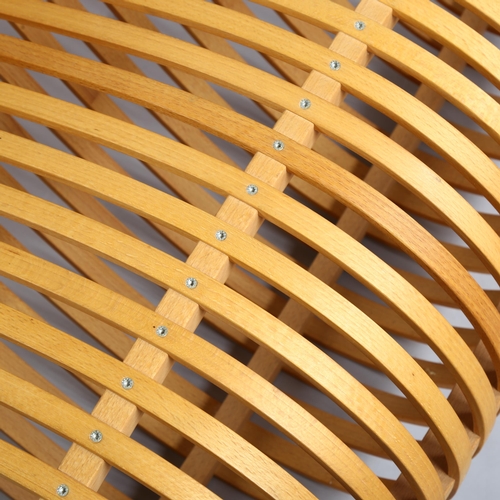 73 - Marc Newson, the Wooden Chair by Cappellini,  steam bent beech slatted structure forming a double cu... 