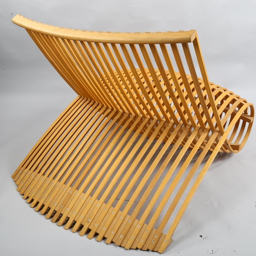 73 - Marc Newson, the Wooden Chair by Cappellini,  steam bent beech slatted structure forming a double cu... 