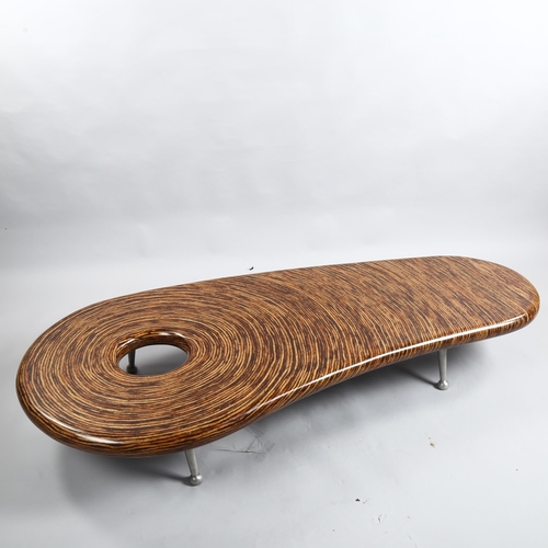 83 - Clayton Tugonon for Snug Furniture, a contemporary organic design coffee table, length 160cm, width ... 