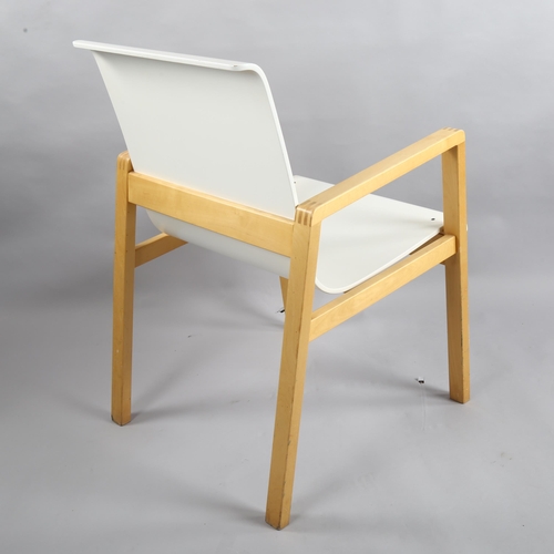 92 - Alvar Aalto, a modernist plywood Hallway chair, model 403 by Artek, with makers label, made 2008, he... 