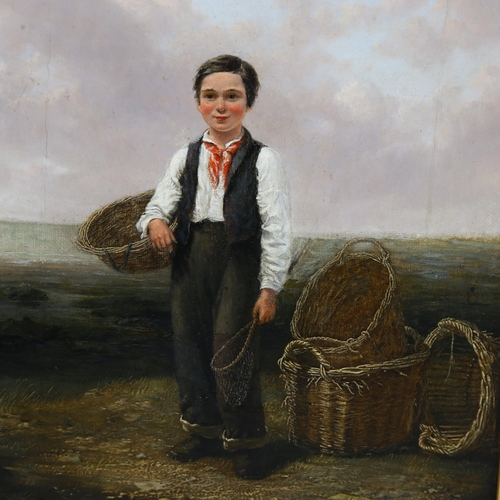 528 - William Collins (1788 - 1847), the hopeful urchin, 1845, oil on canvas, inscribed verso, 26cm x 21cm... 