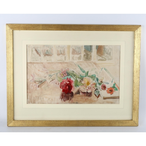 305 - Edna Clarke Hall (1879 - 1979), window cill, 1947, watercolour, signed, 29cm x 46cm, framed