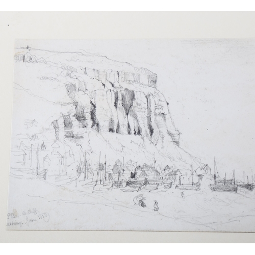 308 - George Price Boyce RWS (1826 - 1897), the East Hill Hastings, pencil sketch signed with initials dat... 