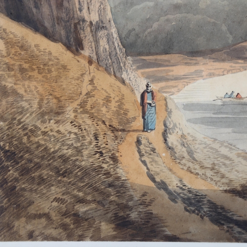 328 - 19th century British School, river landscape, watercolour, unsigned, 30cm x 34cm, framed