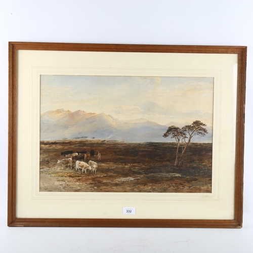 332 - Edward Tucker, cattle in mountain landscape, watercolour, signed, 36cm x 52cm, framed