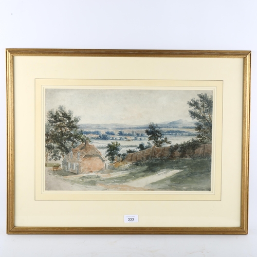 333 - Thomas Smythe (1825 - 1907), farm landscape, watercolour, 27cm x 45cm, framed.