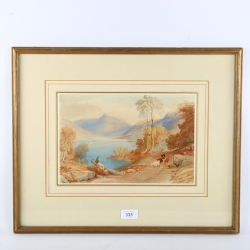 335 - Samuel Jackson (1794 - 1869), mountain lake scene, watercolour, 20cm x 30cm, framed