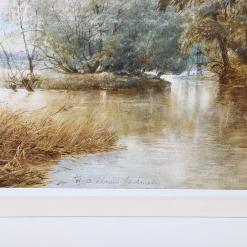 340 - Late 19th century British School, a Thames backwater, watercolour, unsigned, 24cm x 33cm, framed