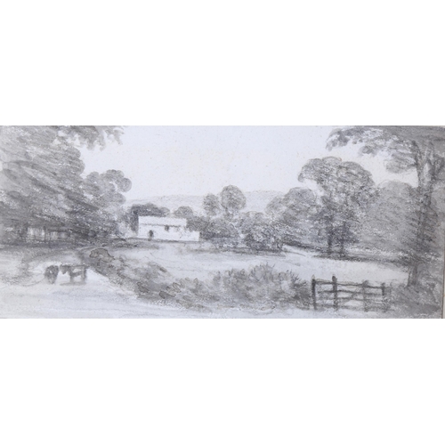 341 - Rev John Swete (circa 1752 - 1821), rustics in a Devon landscape, 13cm x 17cm, and a small pencil an... 